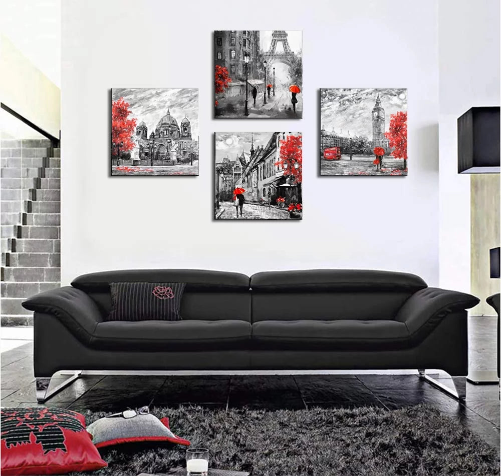 Black White Red Canvas Wall Art P69338