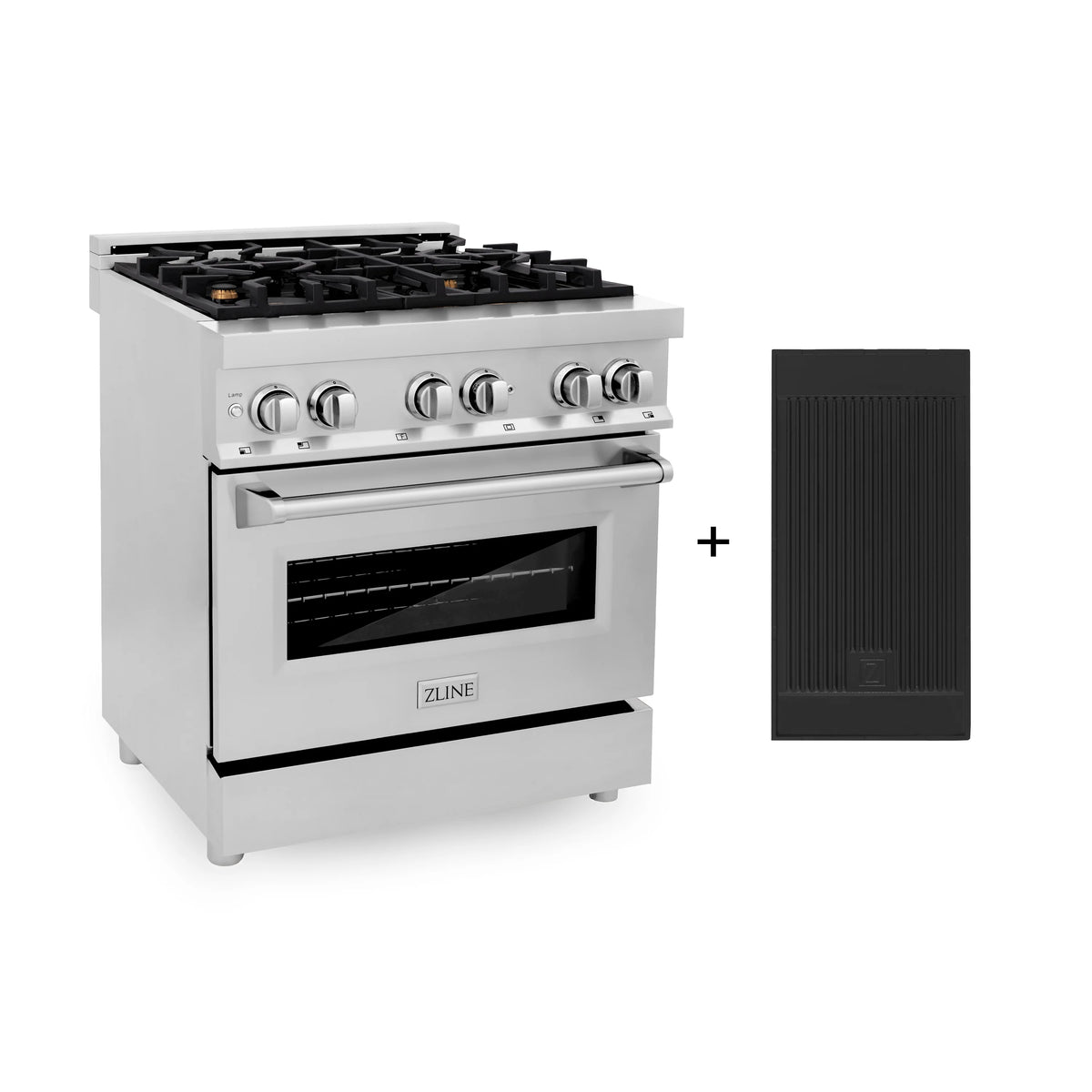 30 Gas Burner Electric Oven with Griddle and Brass Burners in Stainless Steel J8793