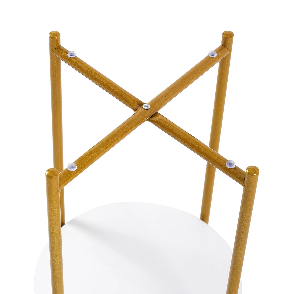 2 Layer Glass Top End Table with Metal Leg Y747935