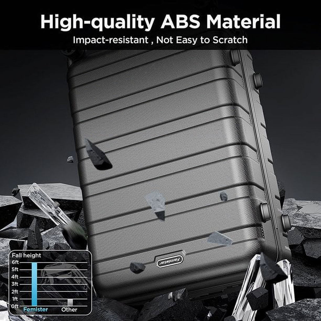 5 Piece Hardside Luggage Suitcase Set with 360° Double Spinner Wheels Integrated TSA Lock ABS Hardshell W896781