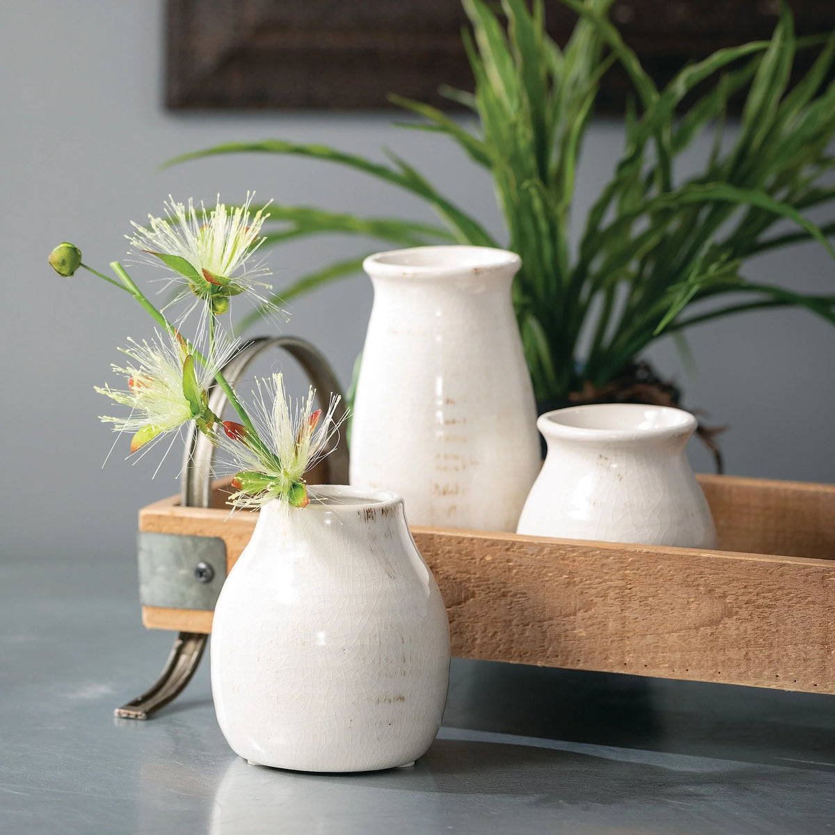 Set of 3 Petite Ceramic Vases White J73447