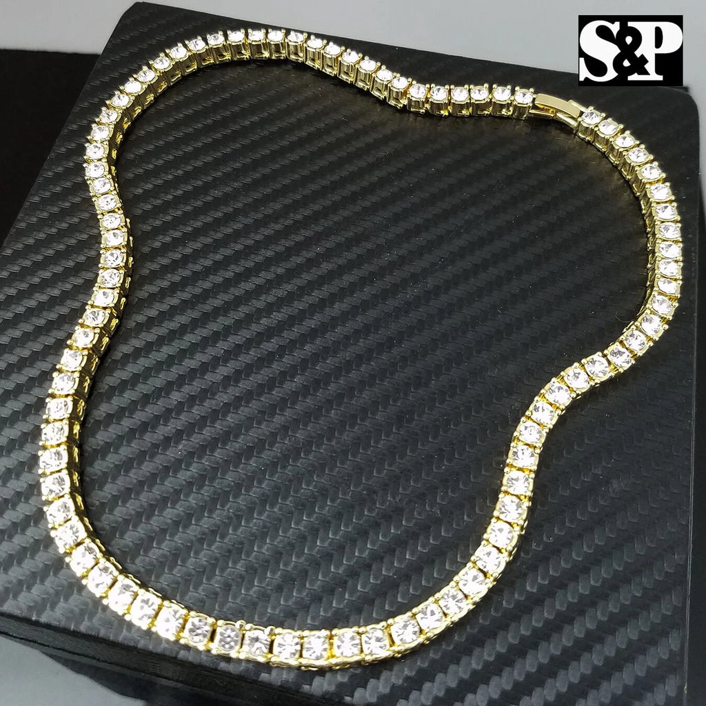 Choker 16" 1 Row Diamond Tennis Chain & Necklace Set I834
