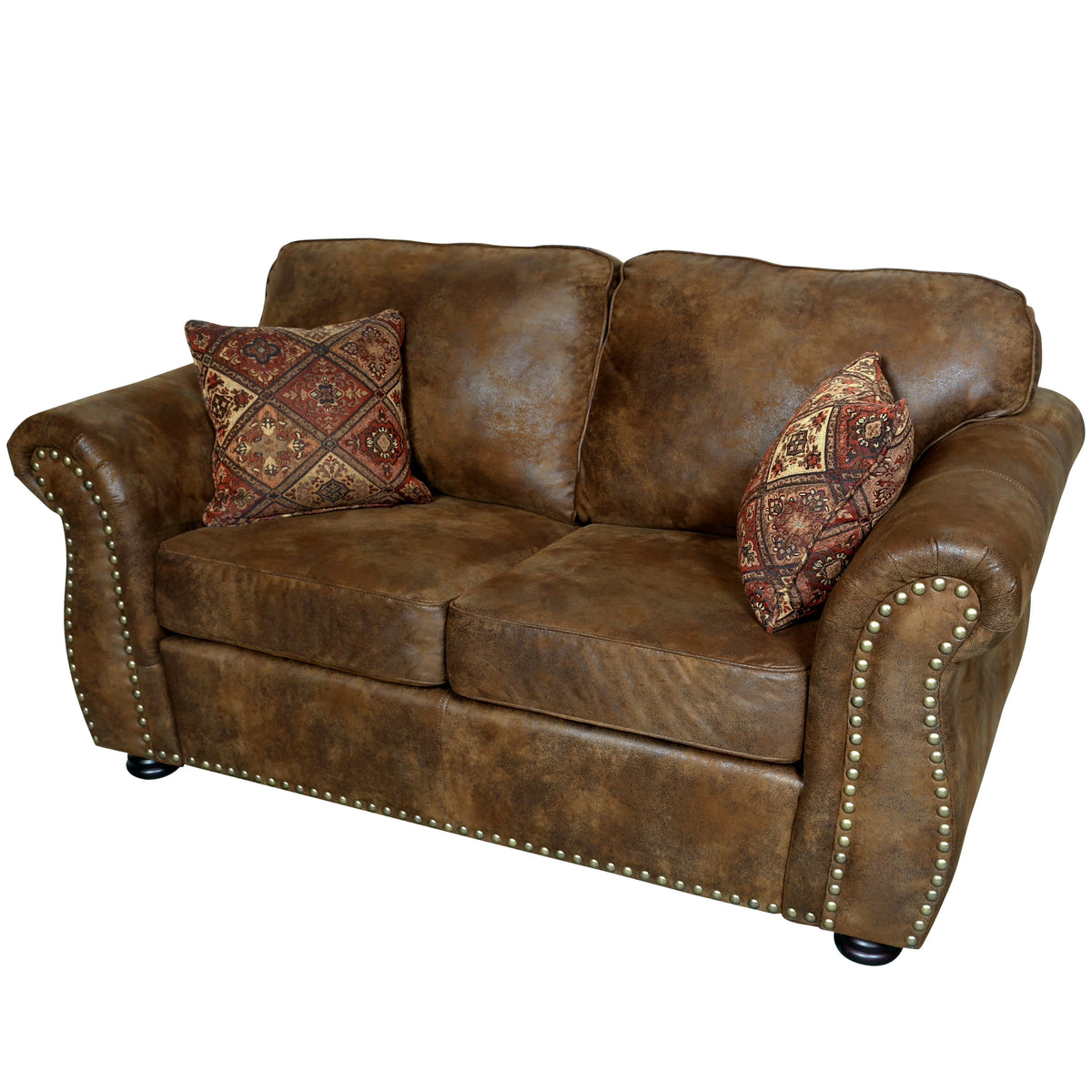 Brown Leather-Look Loveseat T4562