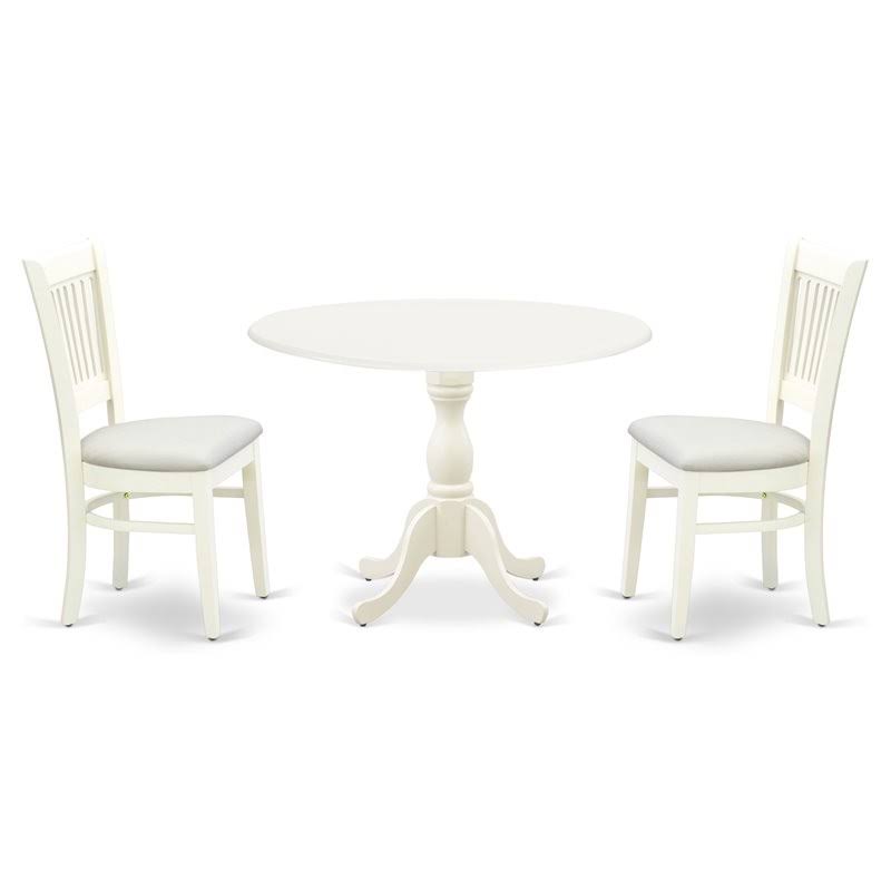 3-Piece Dining Set with Fabric Seat in Linen White R41954