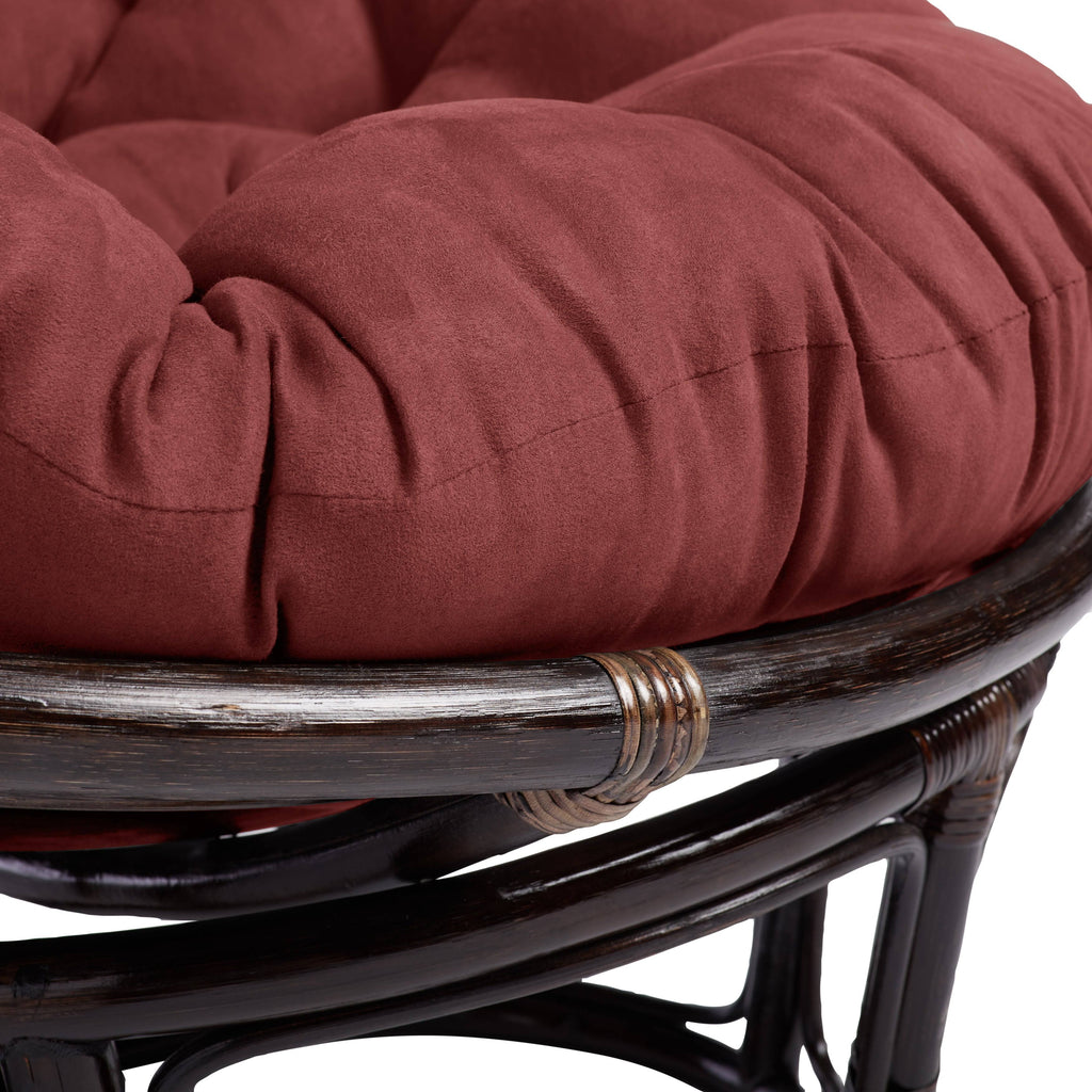 Red Wine Microsuede Rattan Papasan Chair with Cushion B251459