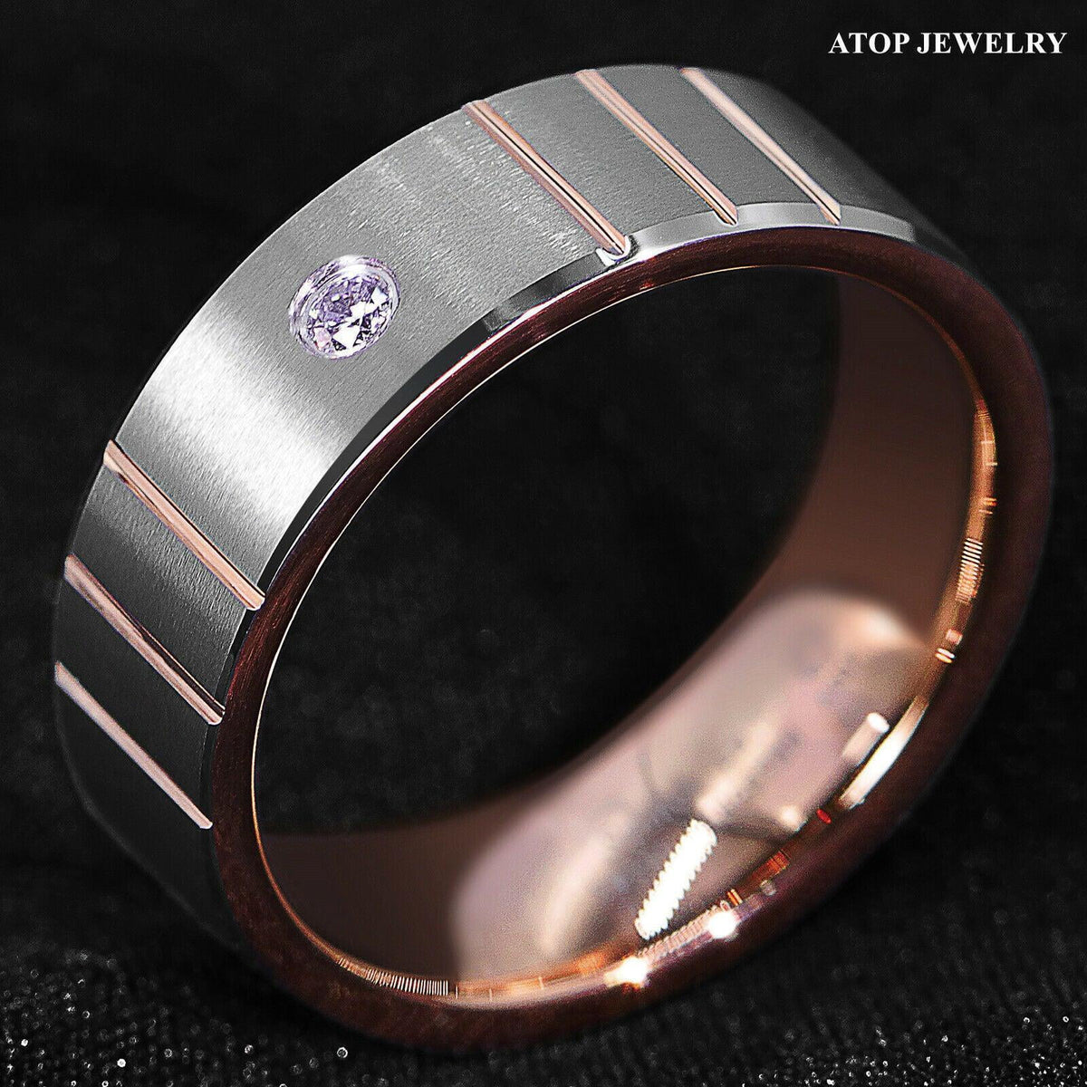 6mm Brushed Silver Rose Gold Tungsten Rings H867967