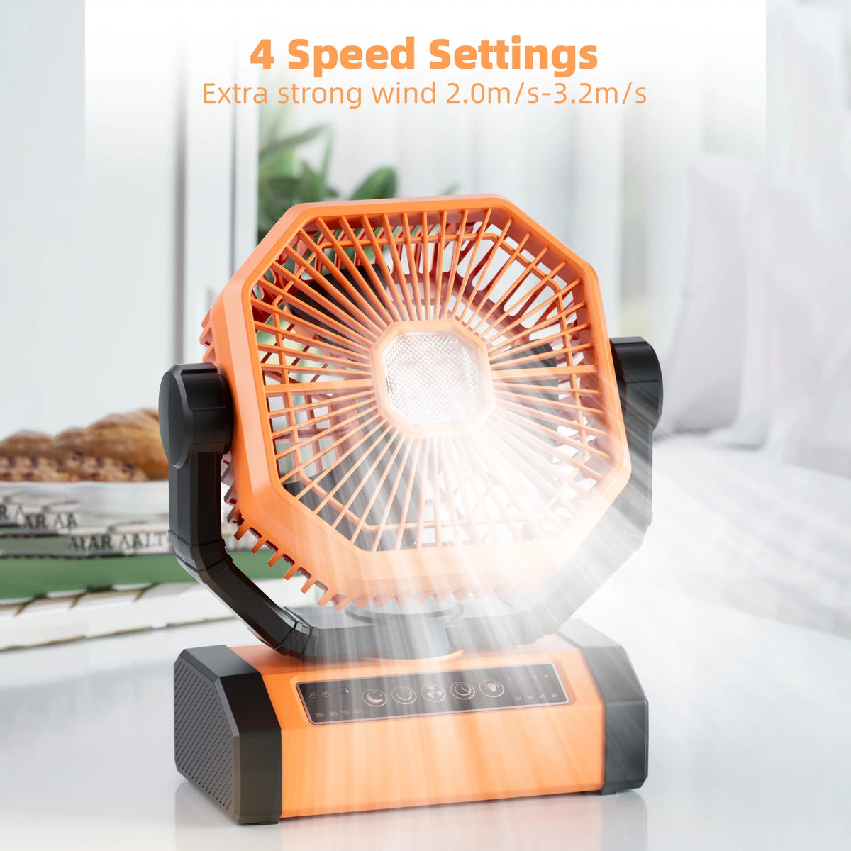 Portable Rechargeable Table Fan with LED Lantern W231