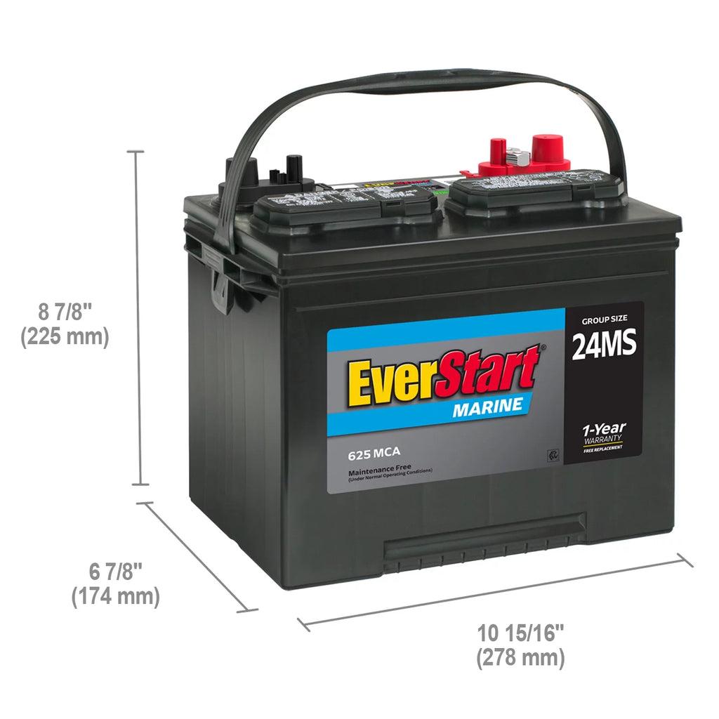 Lead Acid Marine Starting Battery Group Size 24MS 12 Volt 1000 MCA C623288
