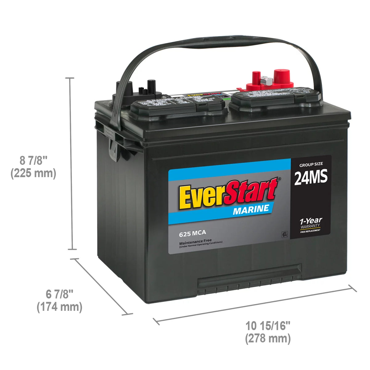 Lead Acid Marine Starting Battery Group Size 24MS 12 Volt 1000 MCA C623288