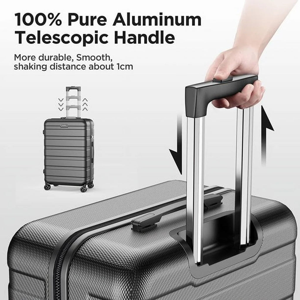 5 Piece Hardside Luggage Suitcase Set with 360° Double Spinner Wheels Integrated TSA Lock ABS Hardshell W896781