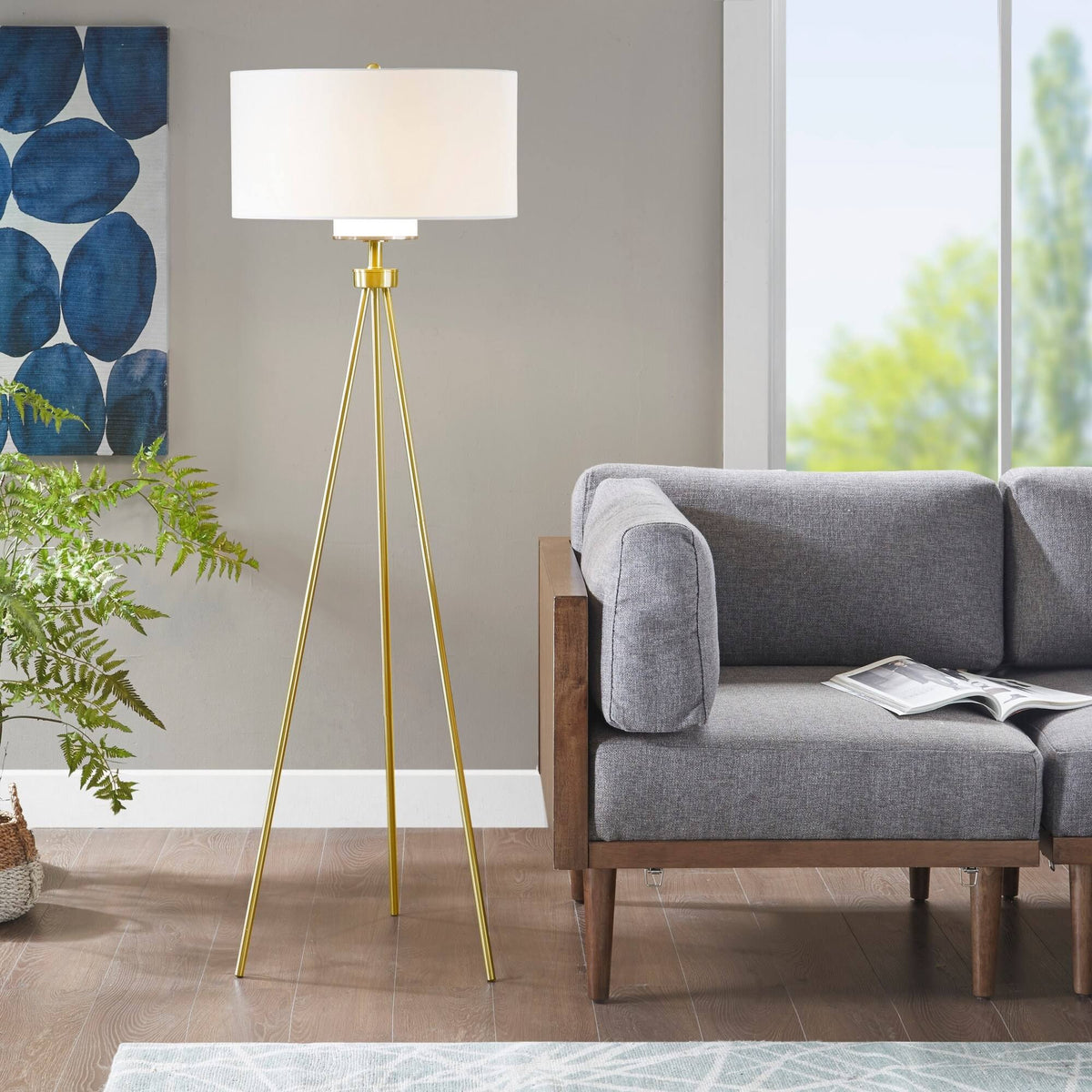 Gold Tripod Floor Lamp Z1635