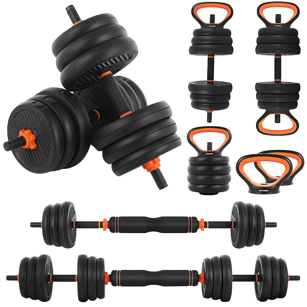 55lb Adjustable Dumbbell, Barbell, and Kettlebell Set A726