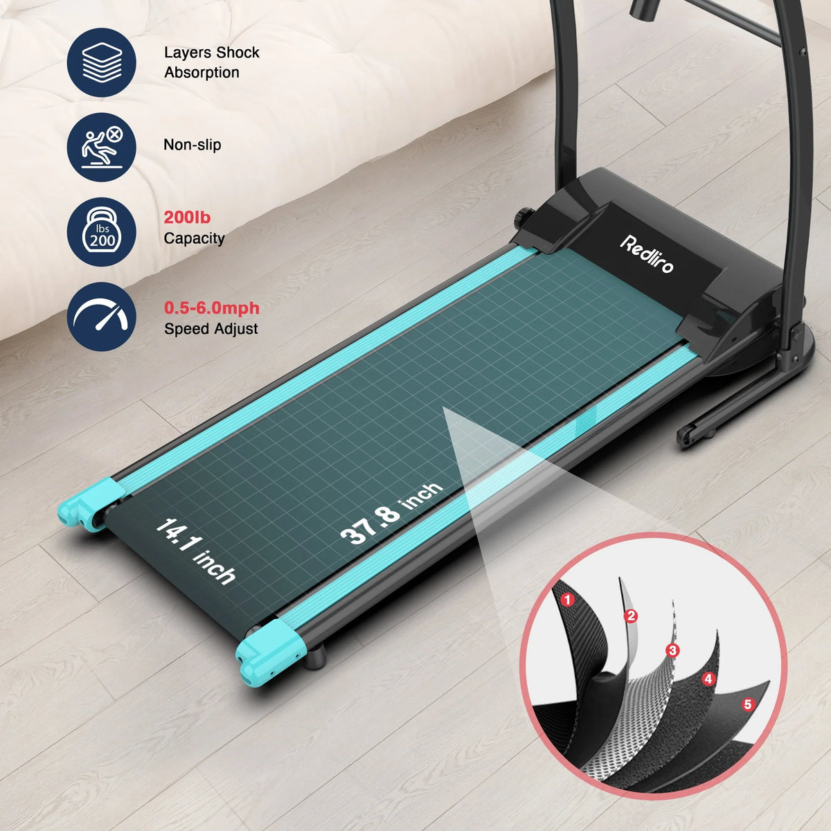 Portable Folding Treadmill Incline Electric Walking Running Machine T3866