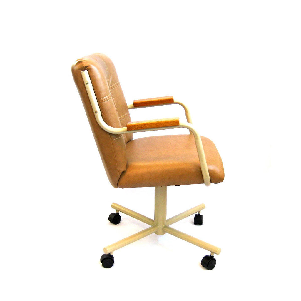 Swivel Tilt Caster Arm Chair in Buff Polyurethane P714