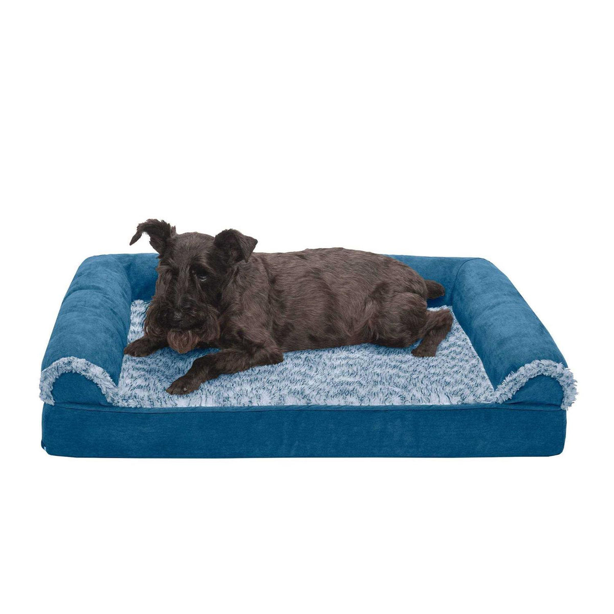 Two-Tone Faux Fur Suede Orthopedic Sofa Dog Bed O940628