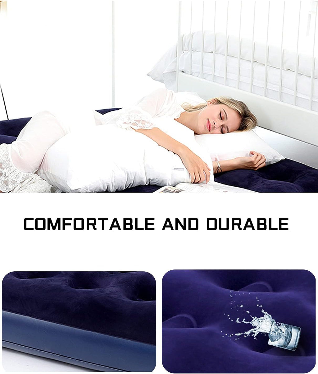 Blue Blow Up Air Mattress with Flocked Top E6877