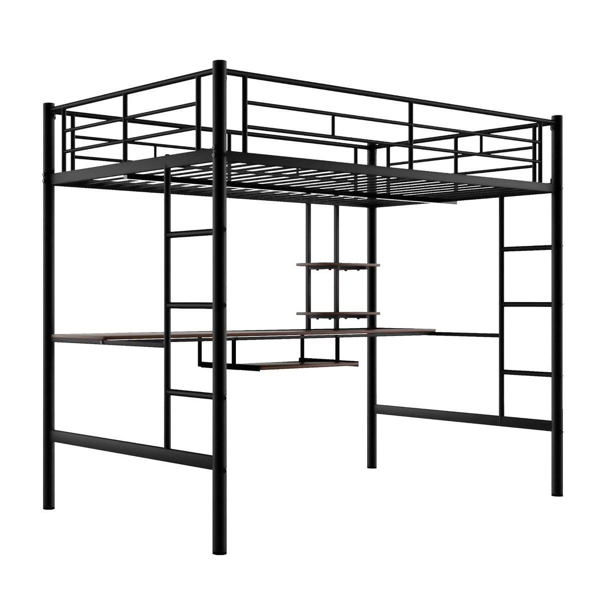Full Bed with Keyboard Tray, 2 Shelves and Desk S49289