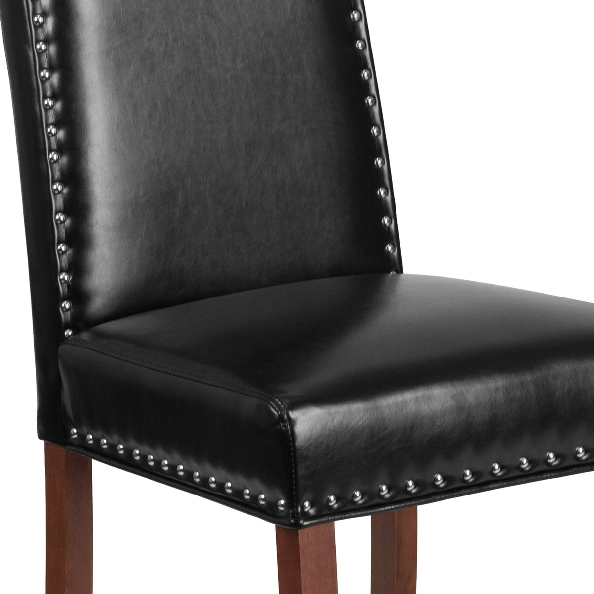 Brown Fabric Parsons Chair with Accent Nail Trim V26015