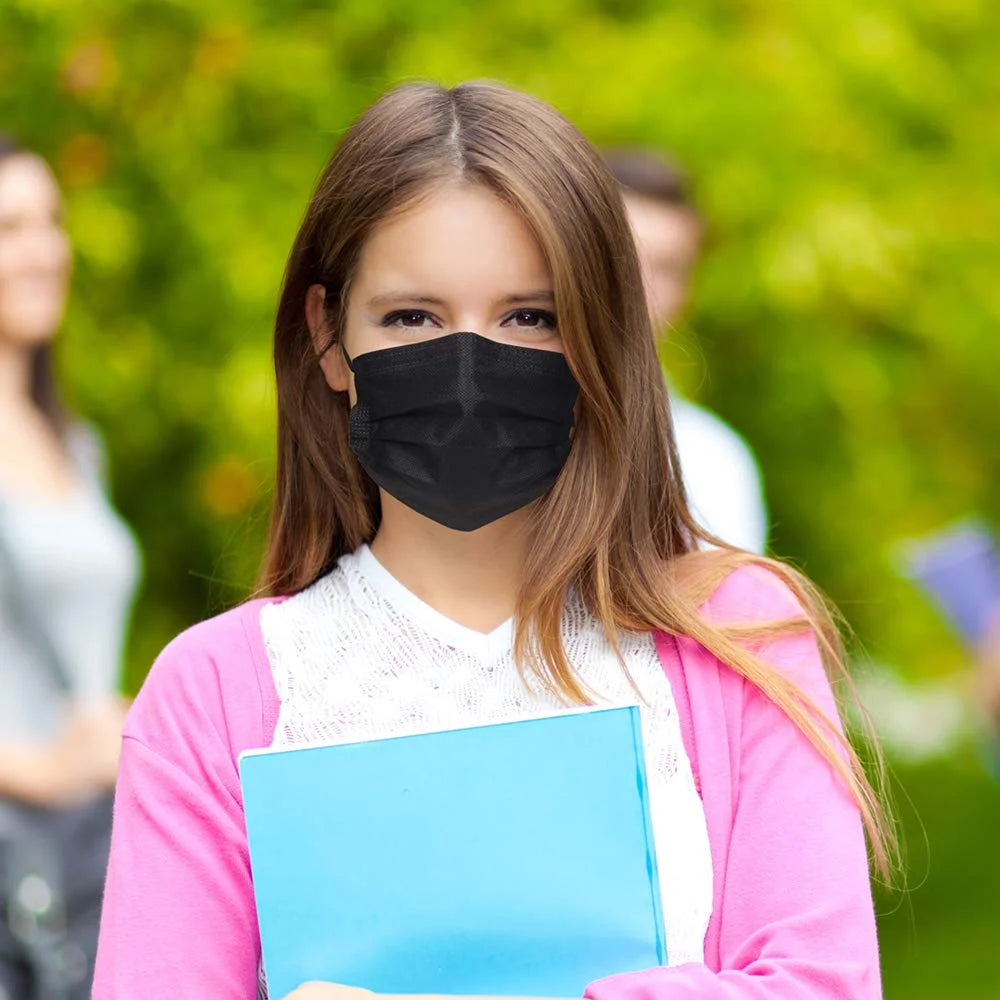 2000 Pack Black 3 Ply Disposable Face Masks F544901
