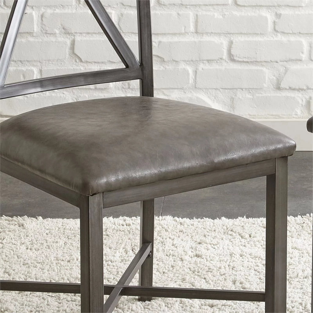 Gray Faux Leather Dining Side Chair S6215