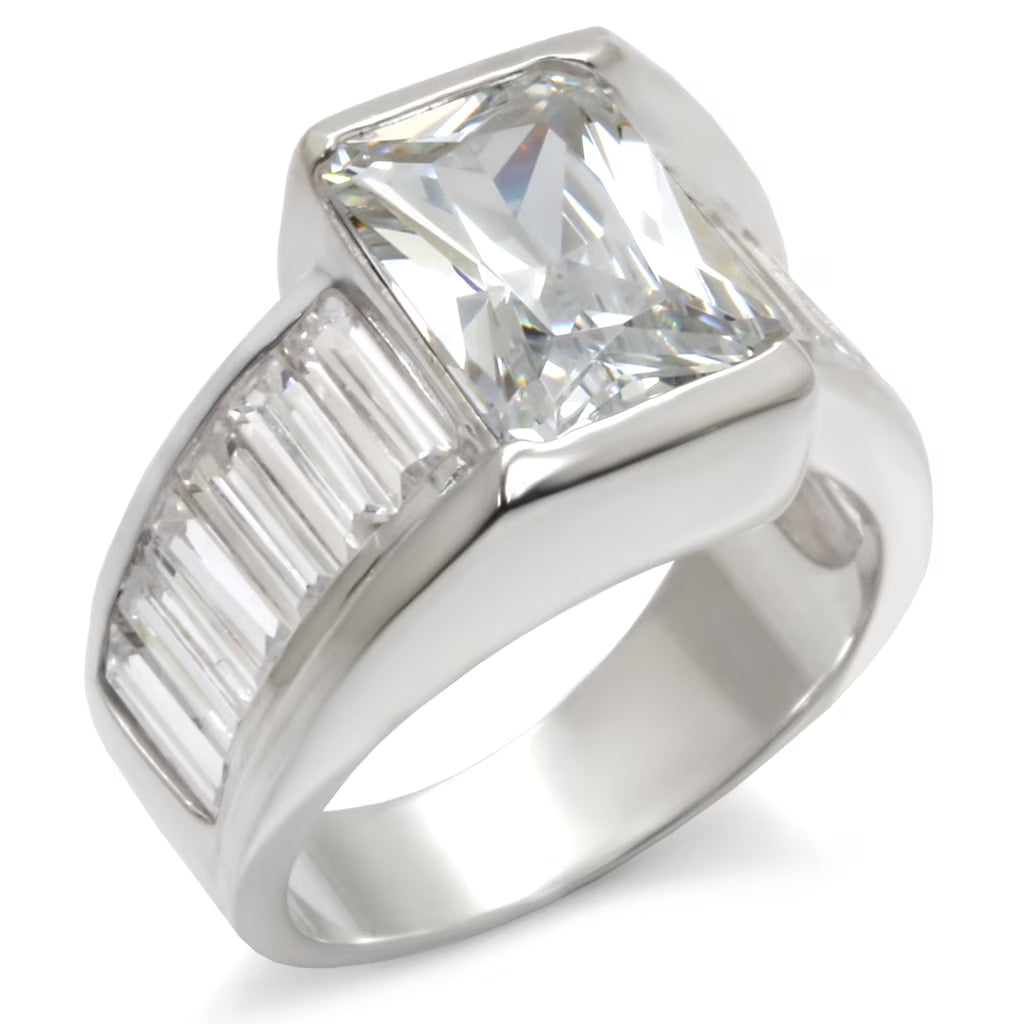 Sterling Silver Pave Engagement Ring with Cubic Zirconia - Size 5 W286426