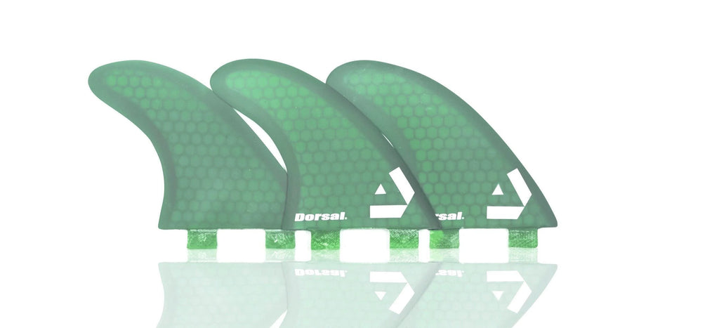 Hexcore Thruster Surfboard Fins Set of 3 Green M8878