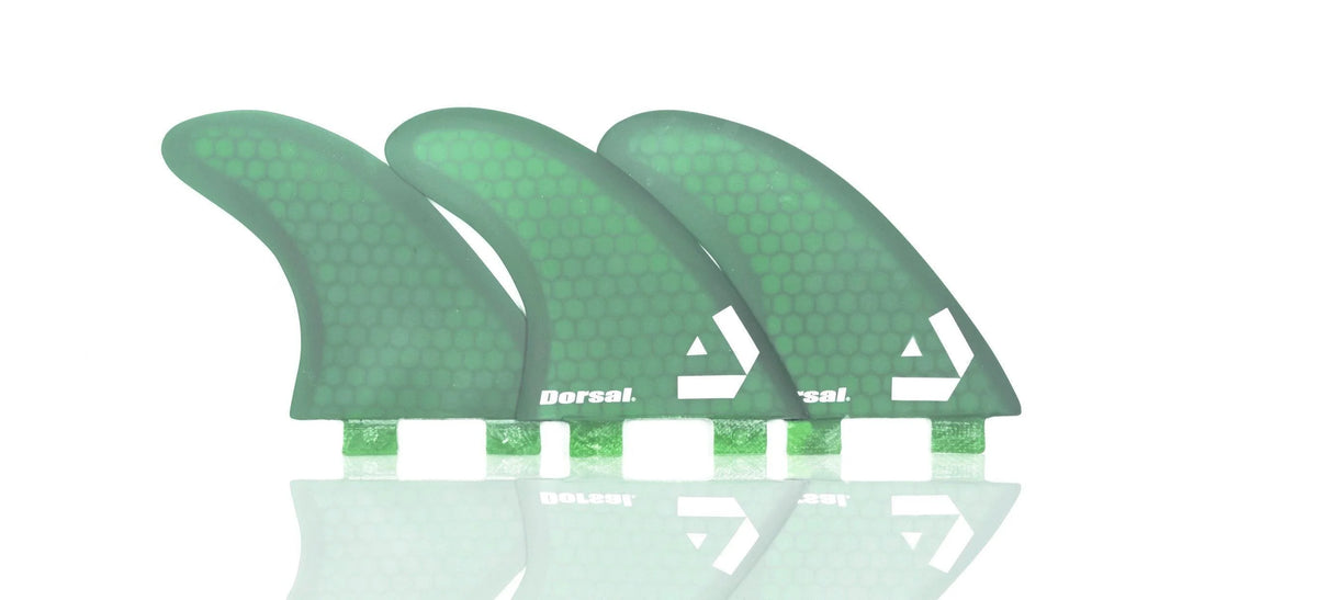 Hexcore Thruster Surfboard Fins Set of 3 Green M8878