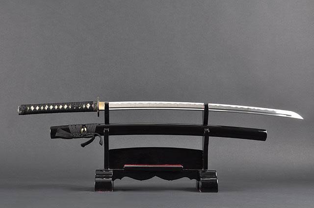 Aluminium Alloy Unsharpened Full Tang Katana with Black Scabbard W676