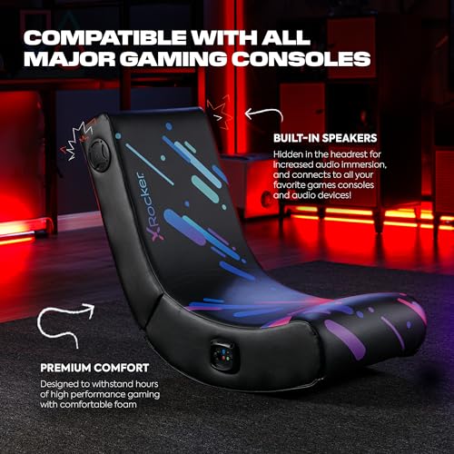 Foldable Video Gaming Floor Rocker Chair with Built-in Audio Speakers P742237