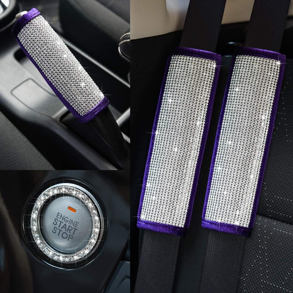 Soft Velvet Seat Belt Shoulder Pads with Rhinestones 4 Pack Set G813018