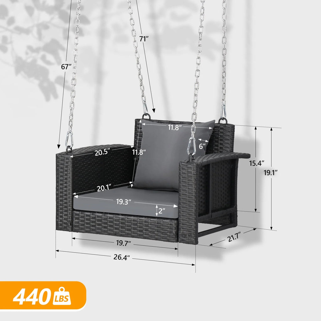 Black Rattan Swing Chair F501086