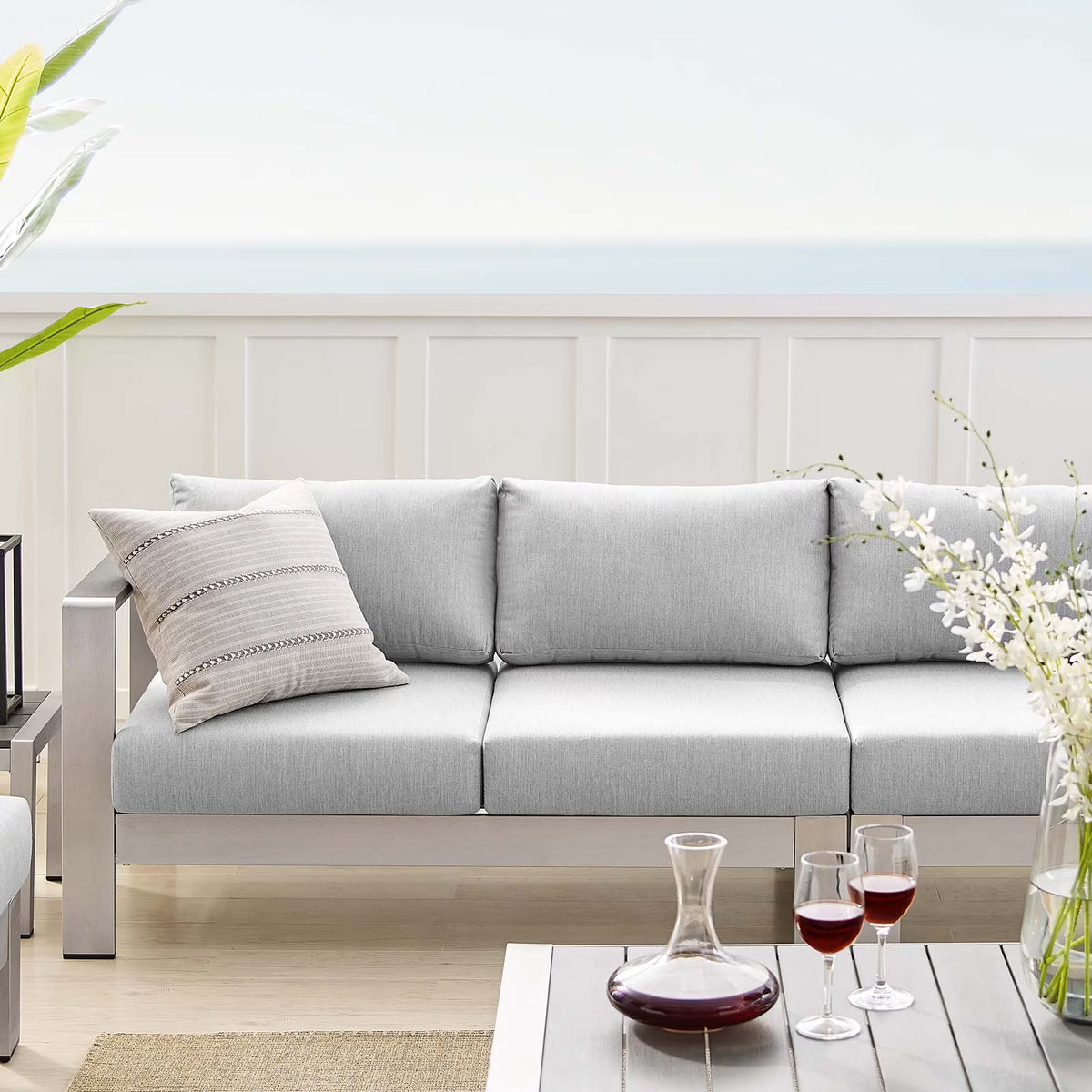 8 Piece Outdoor Patio Sectional Sofa Set in Silver Gray G67454