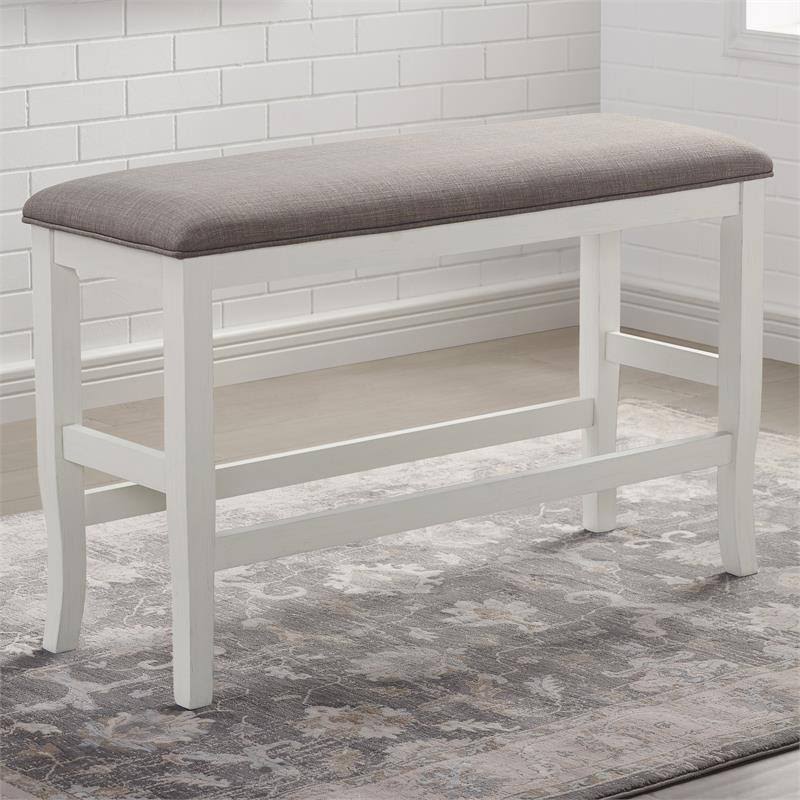 White Wood Counter Height Dining Bench G83021