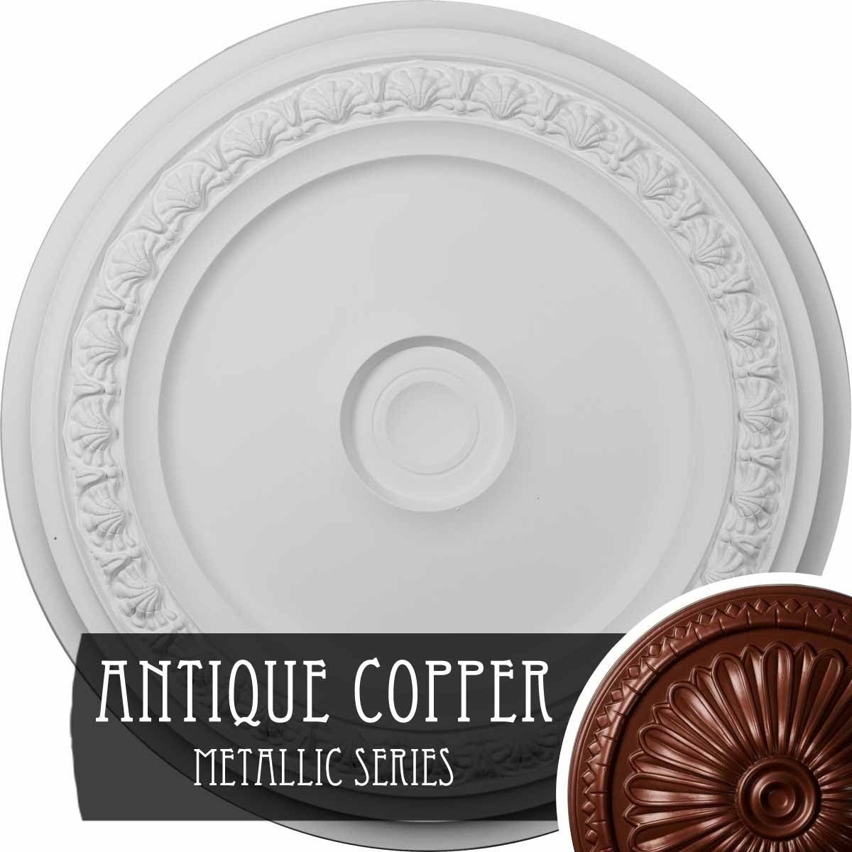 31 1/8x22OD x 1 1/2x22P Hand-Painted Copper Green Patina Ceiling Medallion N11311