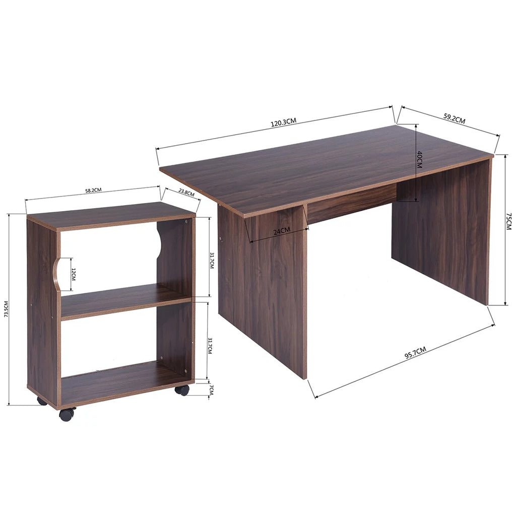 47.4" L Computer Desk with Movable Bookcase E890849