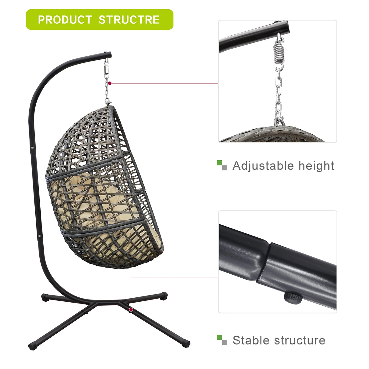 Rattan Egg Swing Chair with Stand I980906