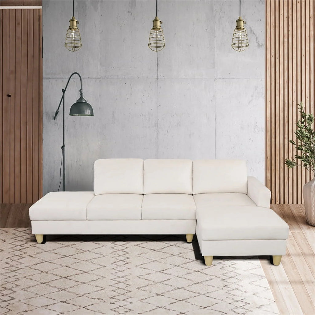 White Microfiber L Shaped 2-Piece Sofa Set S28601