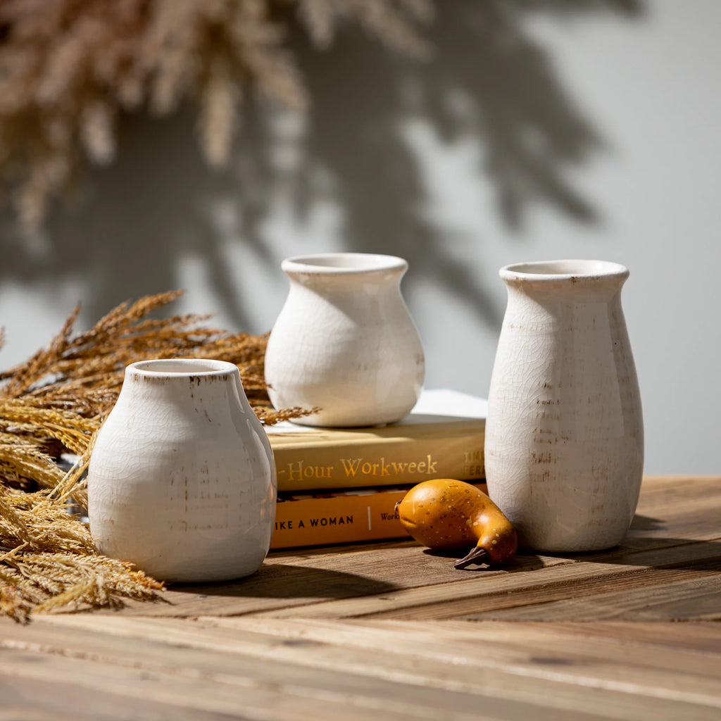Set of 3 Petite Ceramic Vases White J73447