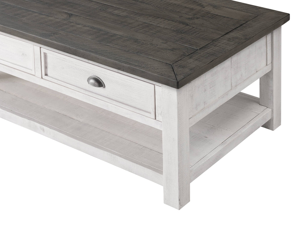 Solid Wood 2 Drawer Coffee Table White and Gray F625716