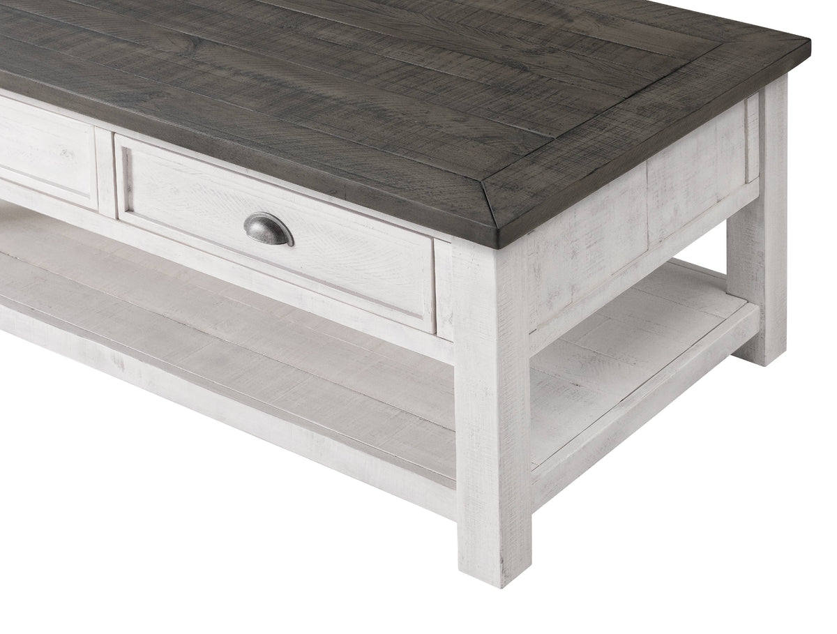 Solid Wood 2 Drawer Coffee Table White and Gray F625716