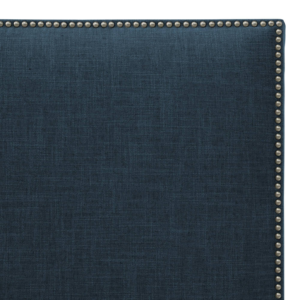 Dark Navy Linen Headboard with Pewter Nailbuttons F1994