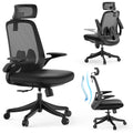 Black Ergonomic Mesh Office Chair with Flip-Up Arms and Lumbar Support T67908