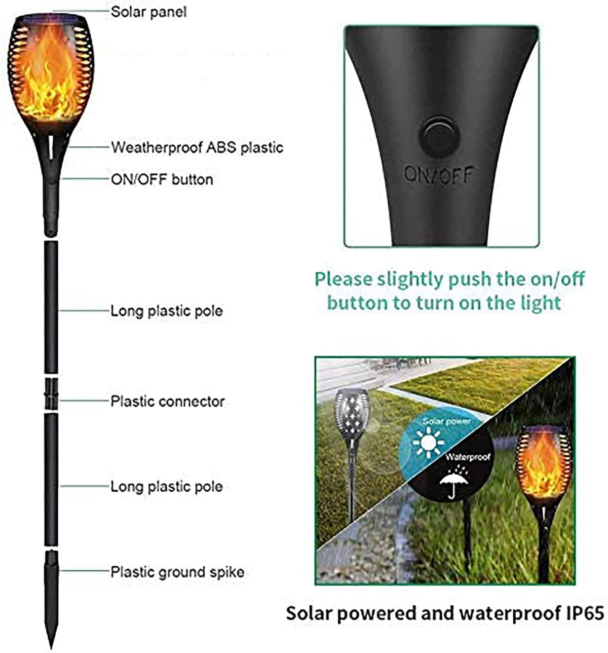 Solar Outdoor Torch Lights LED Landscape Lighting, 4 Pack Q64571