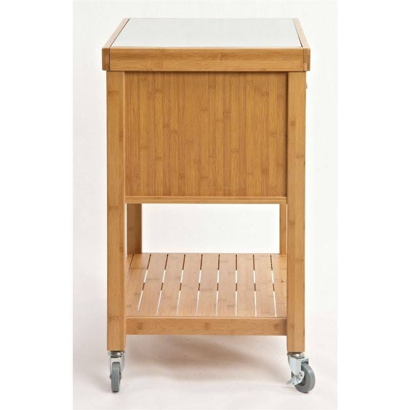 Stainless Steel Top Bamboo Wood Kitchen Cart with Casters F781703