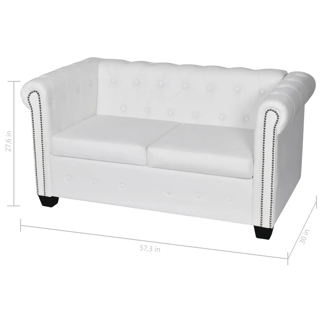 White 2-Seater Artificial Leather Sofa H81007