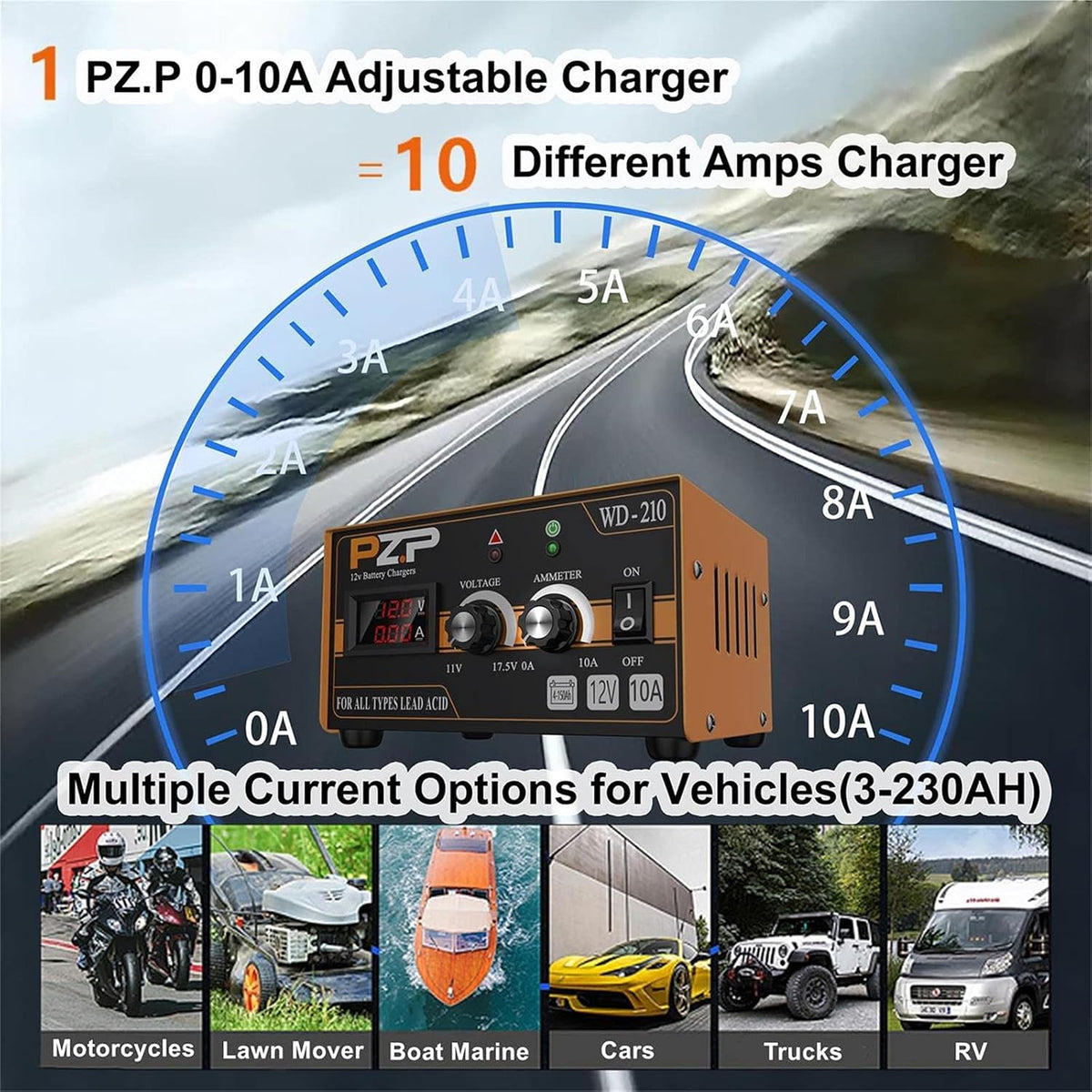 12V/24V Manual Battery Charger Maintainer Trickle Charger F908
