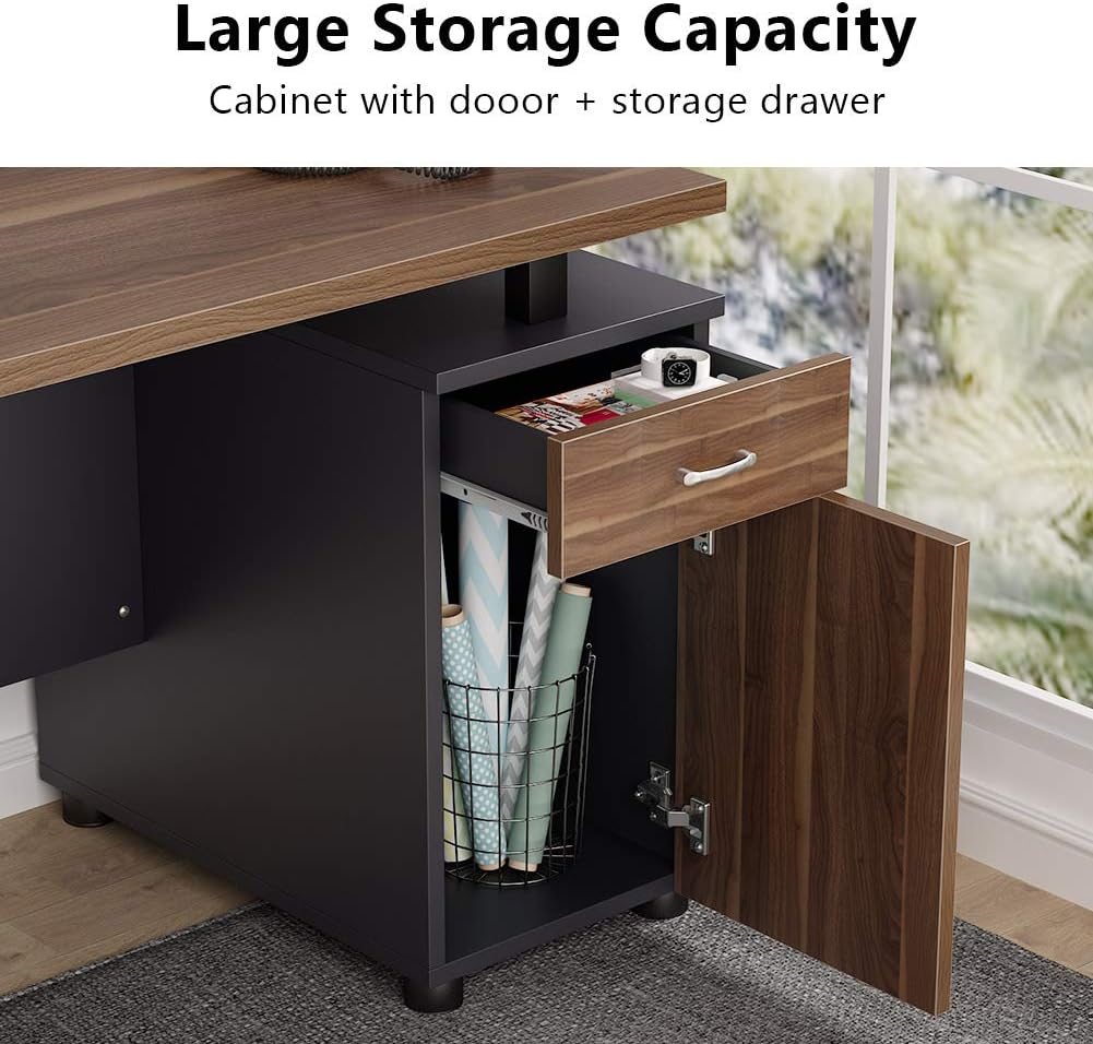 47 inch Computer Desk with Storage Drawer and Cabinet G266572