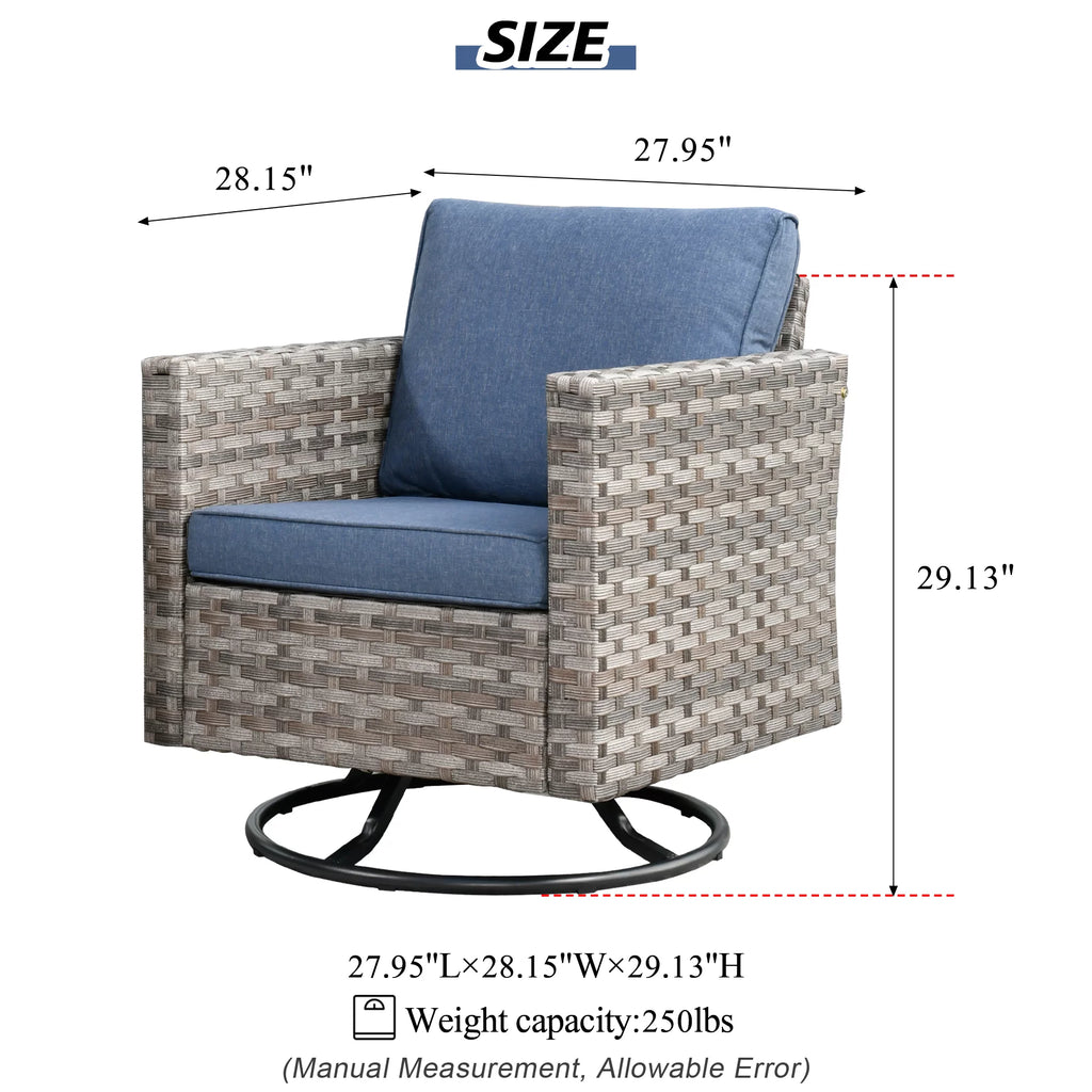 2 Pieces Wicker Swivel Chair with Cushions N59421