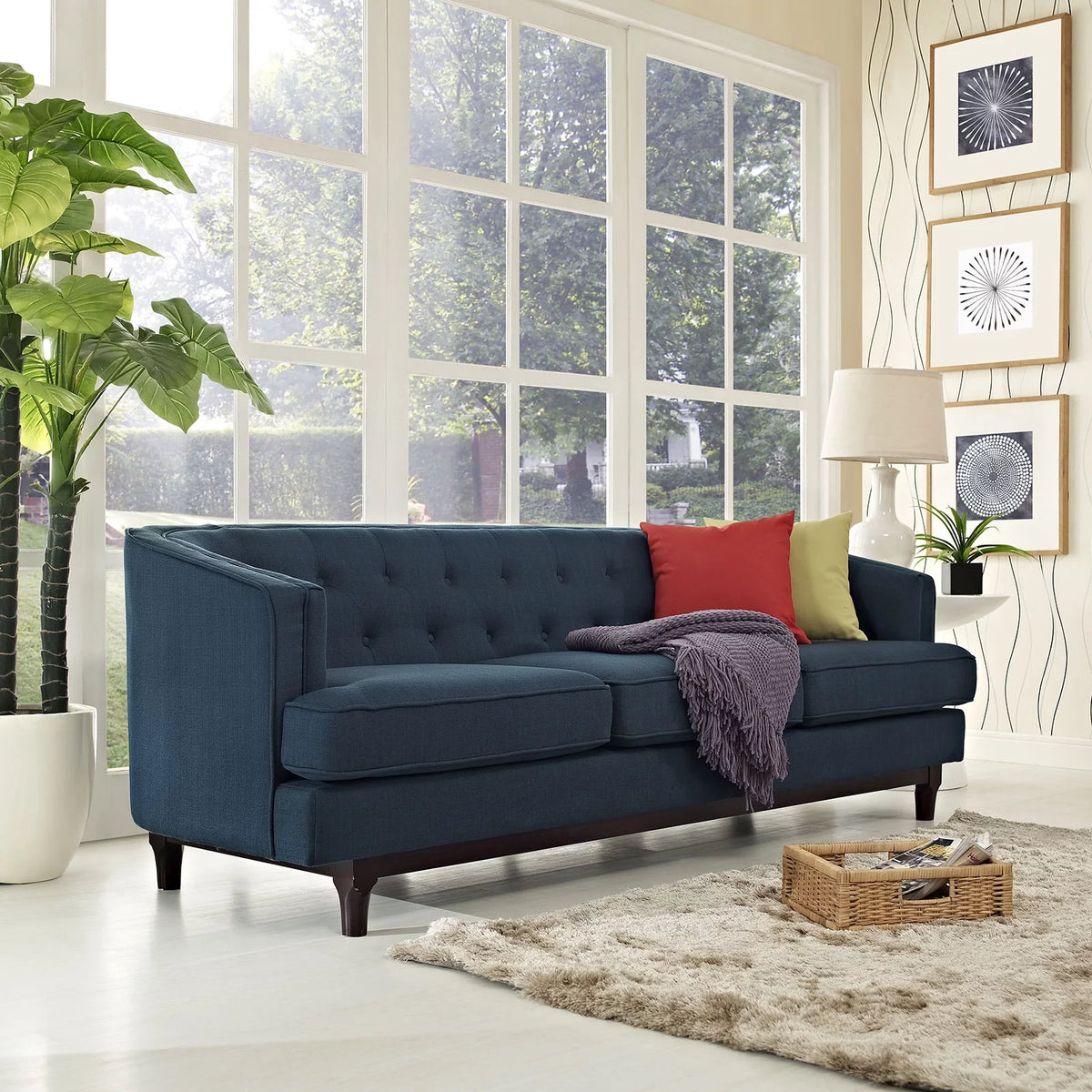 Navy Blue Fabric Sofa O20154