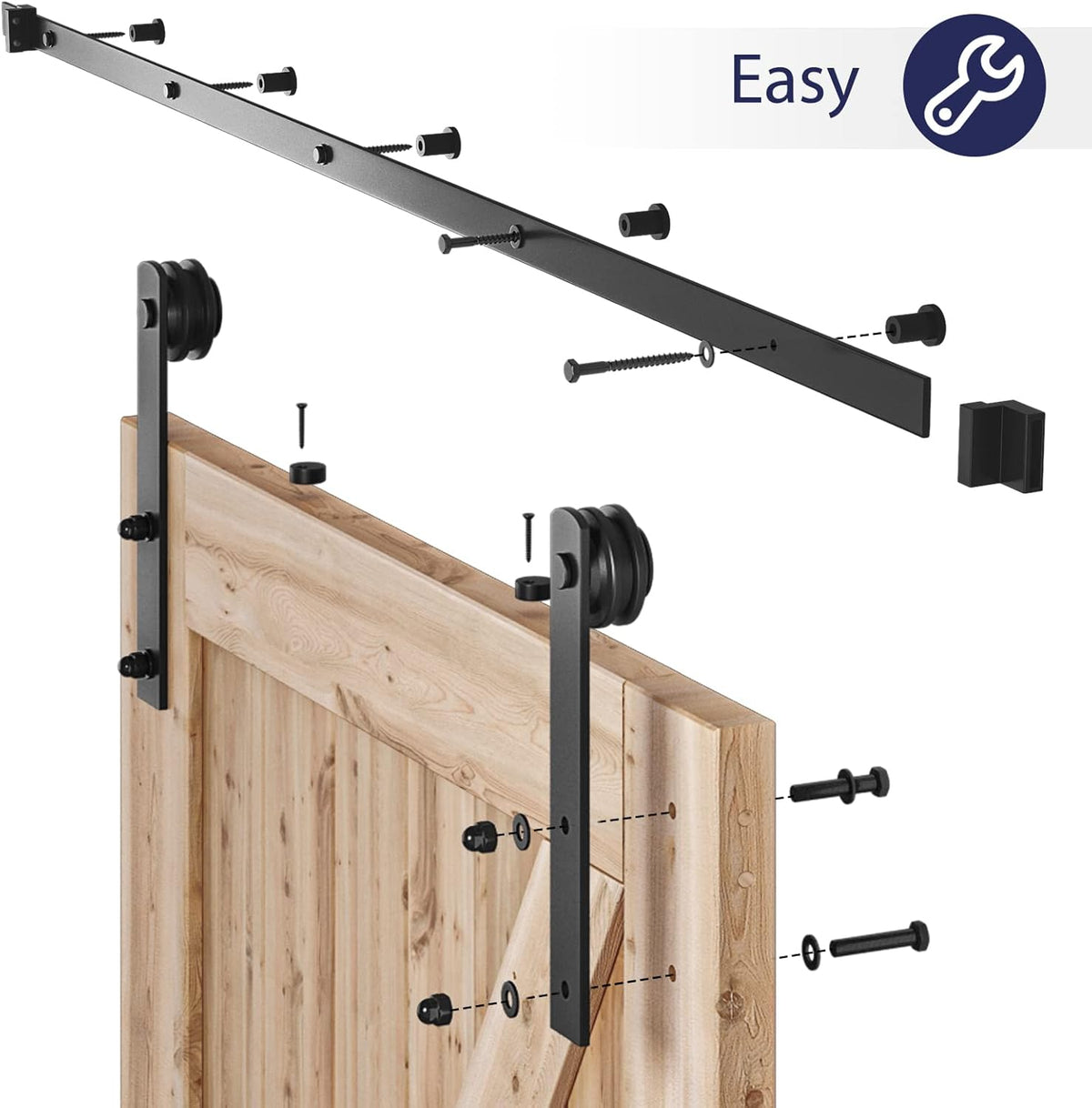 7ft Heavy Duty Sliding Barn Door Hardware Kit P4597